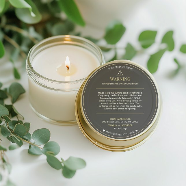 Minimalist and Modern Simple Candle Safety Label Runder Aufkleber (Von Creator hochgeladen)
