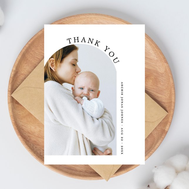 Minimalist Arch Photo Baby Shower Thank You Dankeskarte (Von Creator hochgeladen)
