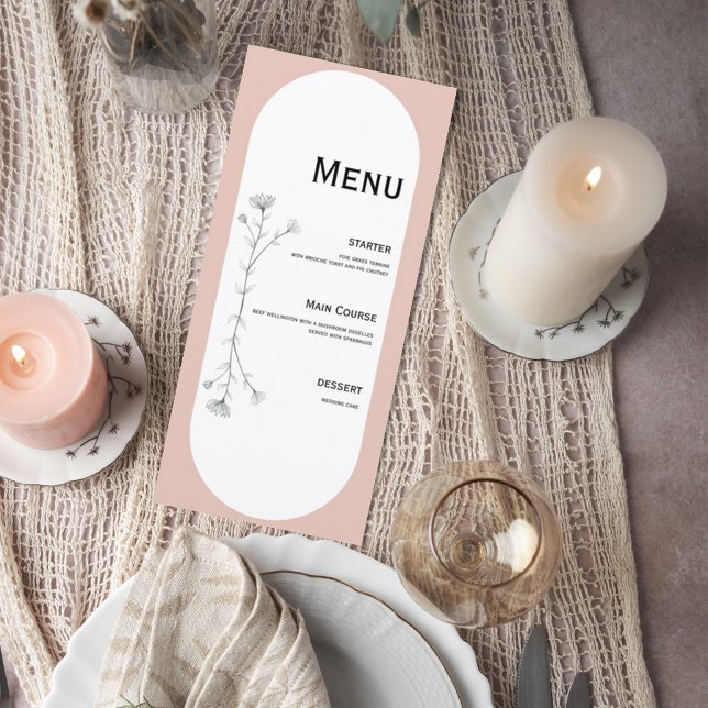 Minimalist Arch Wedding Menu Card Menükarte (Von Creator hochgeladen)