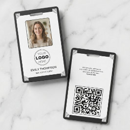Minimalist Art Deco Black White Photo Logo QR Ausweis