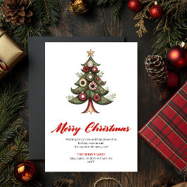 Minimalist Artistic Christmas Tree Greeting Card Feiertagskarte