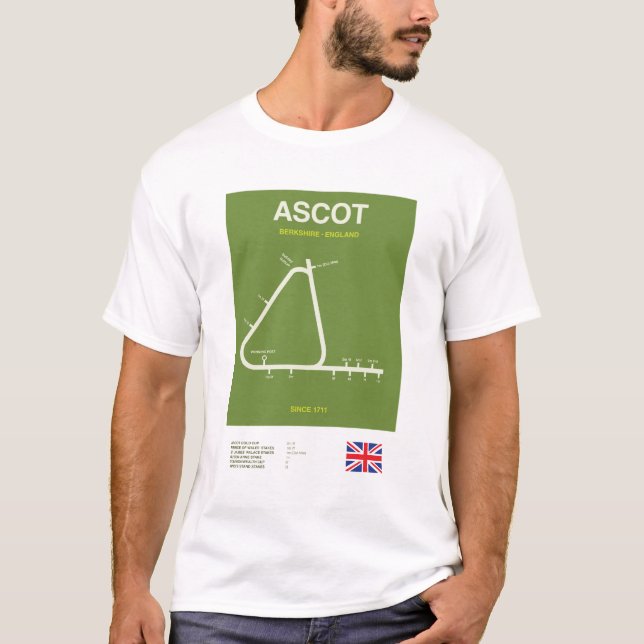 Minimalist Ascot Horse Racing Line Print T-Shirt (Vorderseite)