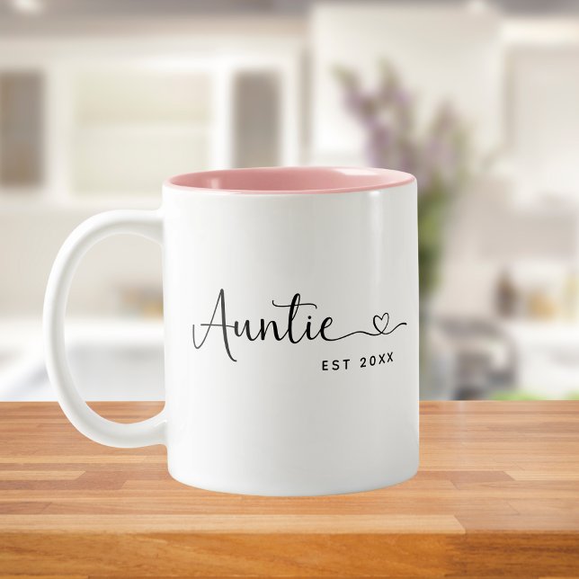 Minimalist Auntie Established Elegant Script  Zweifarbige Tasse (Von Creator hochgeladen)