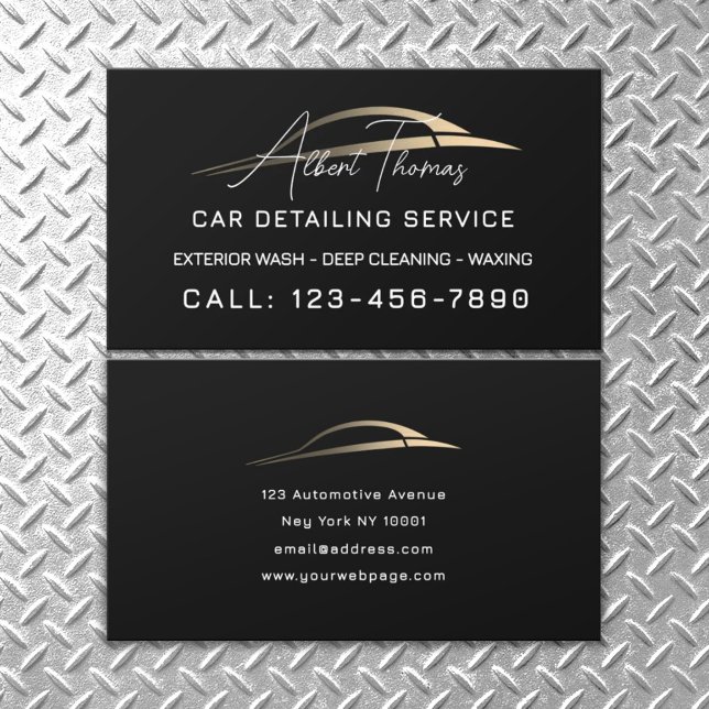 Minimalist automotive gold car line Business Card Visitenkarte (Von Creator hochgeladen)