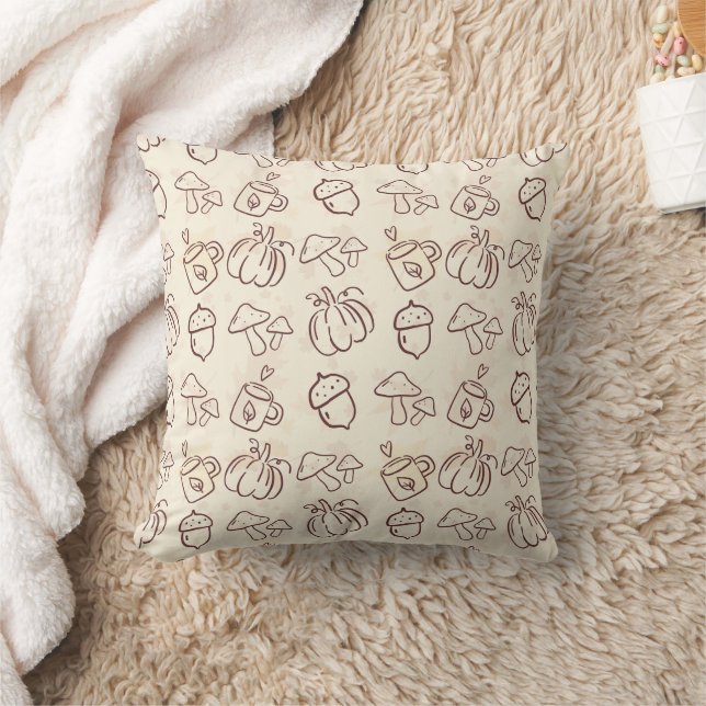Minimalist Autumn Doodle Pattern Decorative Throw  Kissen (Decke)