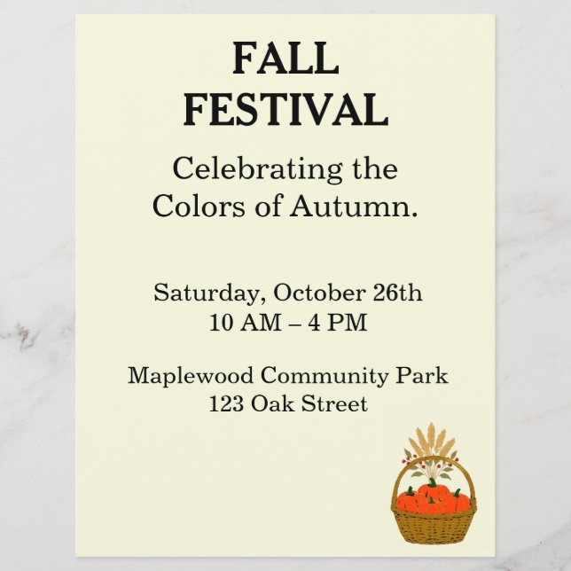 Minimalist Autumn Fall Festival Flyer - Grid Desig (Vorne)
