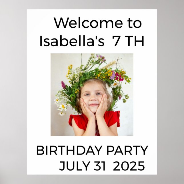 Minimalist Baby Birthday Invitation with Photo Poster (Vorne)