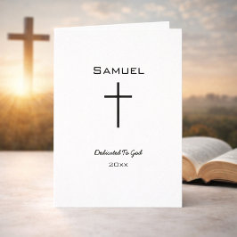 Minimalist Baby Dedication Black Cross Karte