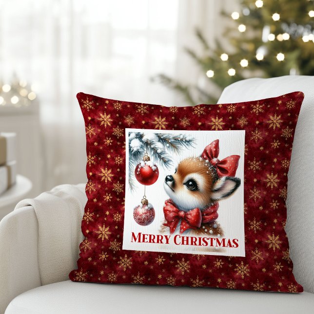 Minimalist Baby Deer Cozy Winter Kids Room Decor   Kissen (Minimalist Baby Deer Cozy Winter Kids Room Decor Christmas Pillow)