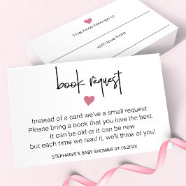 Minimalist Baby Girl shower book request bookplate Mitteilungskarte