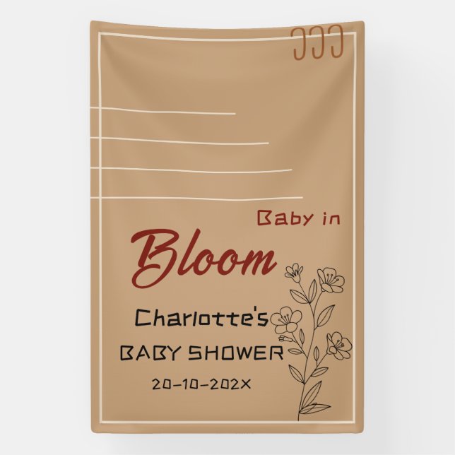 Minimalist Baby In Bloom Wildflower Baby Shower Banner (Vertikal)