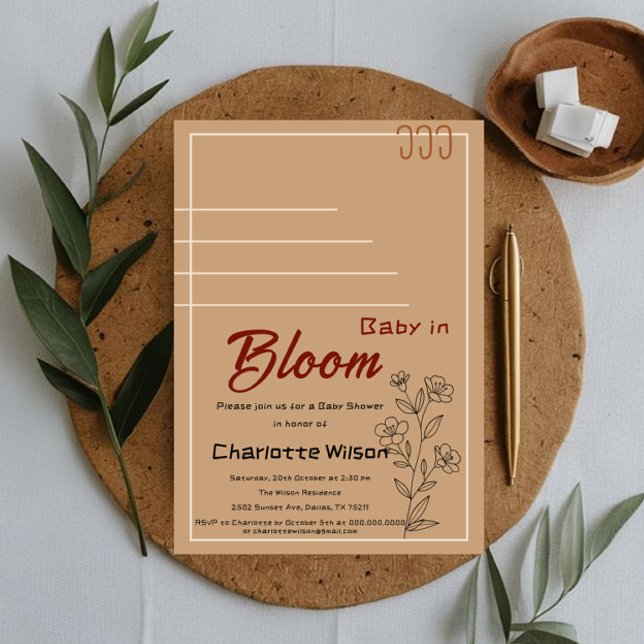Minimalist Baby In Bloom Wildflower Baby Shower Einladung (Von Creator hochgeladen)
