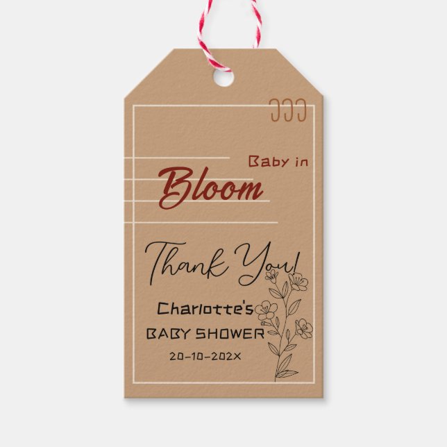 Minimalist Baby In Bloom Wildflower Baby Shower Geschenkanhänger (Vorderseite)