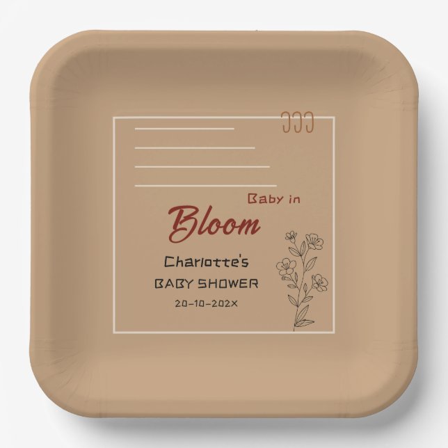 Minimalist Baby In Bloom Wildflower Baby Shower Pappteller (Vorderseite)