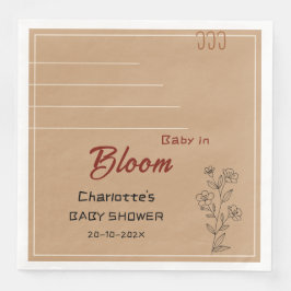 Minimalist Baby In Bloom Wildflower Baby Shower Serviette