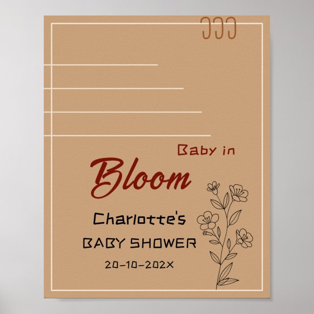 Minimalist Baby In Bloom Wildflower Baby Welcome Poster (Vorne)