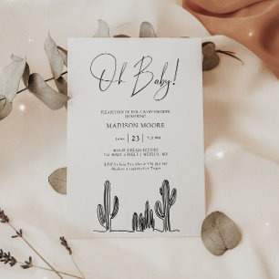 Minimalist Baby Shower Cactus Line Art Desert Einladung
