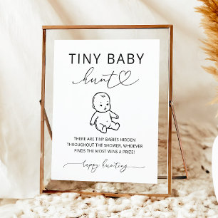 Minimalist Baby Shower Kleines Baby-Jagdspiel Schi Poster