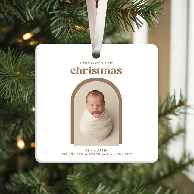 Minimalist Baby's First Christmas Arch Photo Keramikornament (Von Creator hochgeladen)