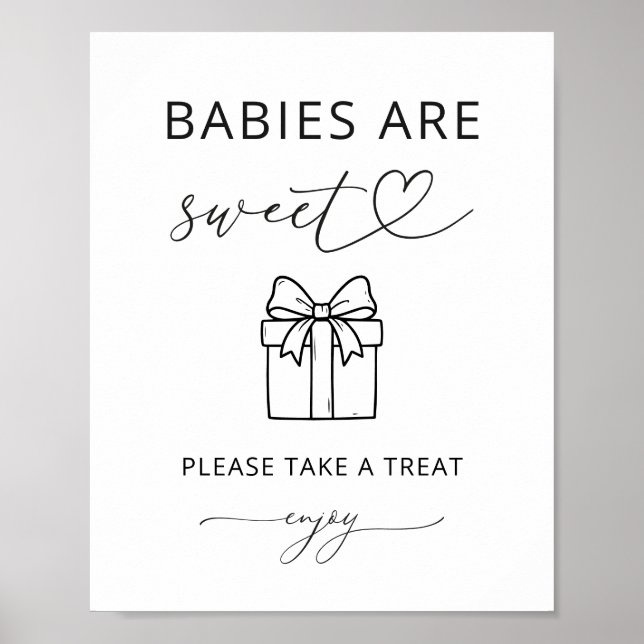 Minimalist Babys sind süße Gefallen Party Schild (Vorne)