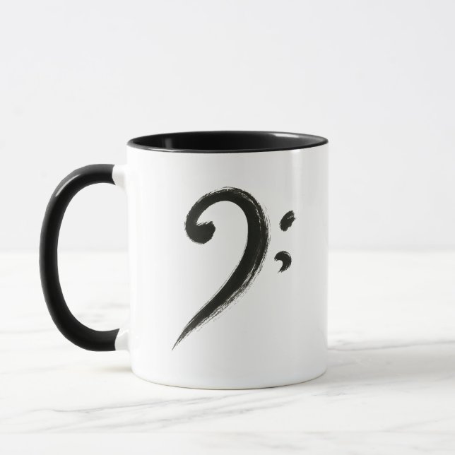  Minimalist Bass Clef – Ink Brush Music Symbol on Tasse (Links)