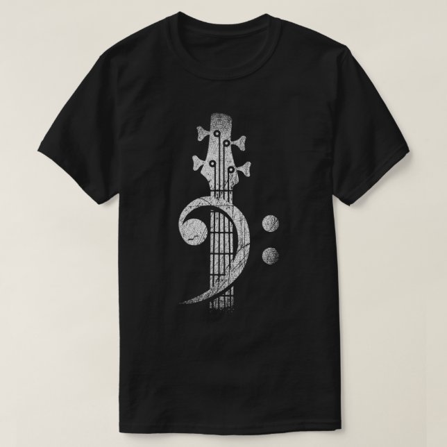 Minimalist Bass Guitar Symbol Design T-Shirt (Design vorne)