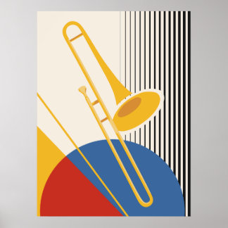 Minimalist Bauhaus Posaune | Mid-Century Modern Poster