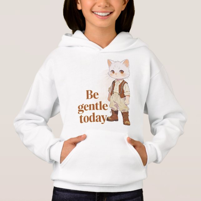 Minimalist “Be Gentle Today” Old Soul Cat T Hoodie (Vorderseite)