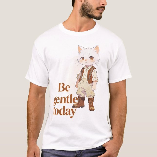 Minimalist “Be Gentle Today” Old Soul Cat T-Shirt  (Vorderseite)
