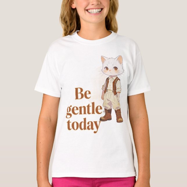 Minimalist “Be Gentle Today” Old Soul Cat T-Shirt  (Vorderseite)