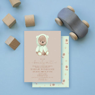 Minimalist Bearly Wait Sagegrüne Babyparty Einladung