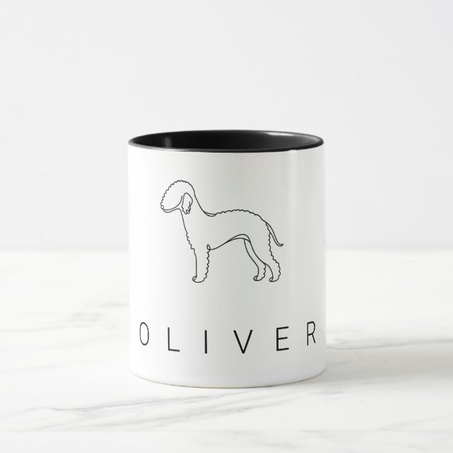 Minimalist Bedlington Terrier Line Art  Tasse (Zentrum)