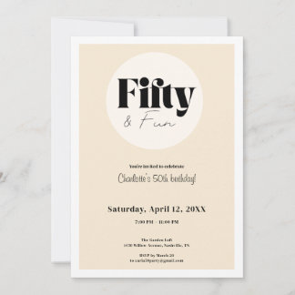 Minimalist Beige 50th Birthday Invitation  Einladung