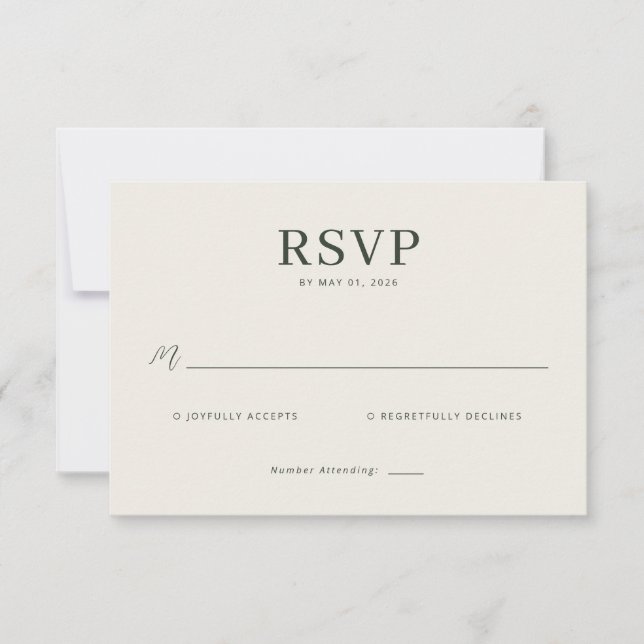 Minimalist Beige Calligraphy Template RSVP Karte (Vorderseite)
