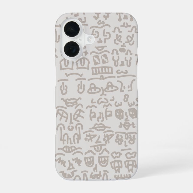 Minimalist Beige Doodle Pattern  Case – Abst iPhone 16 Hülle (Rückseite)