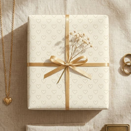 Minimalist Beige Heart Gift Geschenkpapier