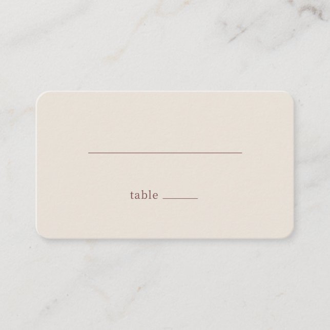 Minimalist Beige Linie Platzkarte (Vorderseite)