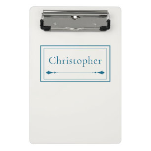 Minimalist Beige & Navy Blau personalisiertes Mono Mini Klemmbrett