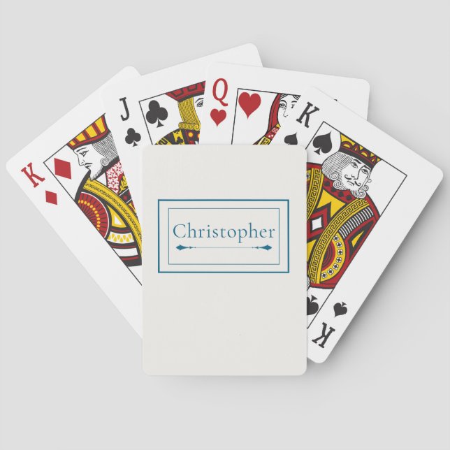 Minimalist Beige & Navyblau personalisiertes Monog Spielkarten (Rückseite)