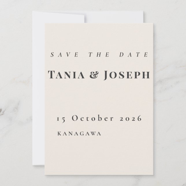 Minimalist Beige Save The Date Card (Vorderseite)