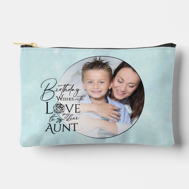 Minimalist Birthday Typography Photo frame Aunt Zubehörtasche (Vorderseite)