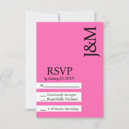 Minimalist Black and Hot Pink Magenta RSVP card Karte