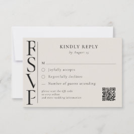 Minimalist Black and Ivory Modern Wedding RSVP Karte