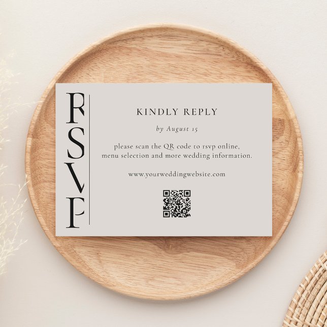 Minimalist Black and Ivory Modern Wedding RSVP Karte (Von Creator hochgeladen)