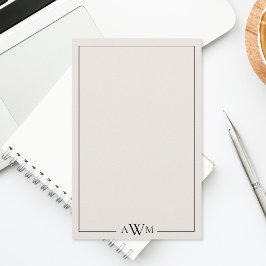 Minimalist Black and Ivory Three Letter Monogram Briefpapier