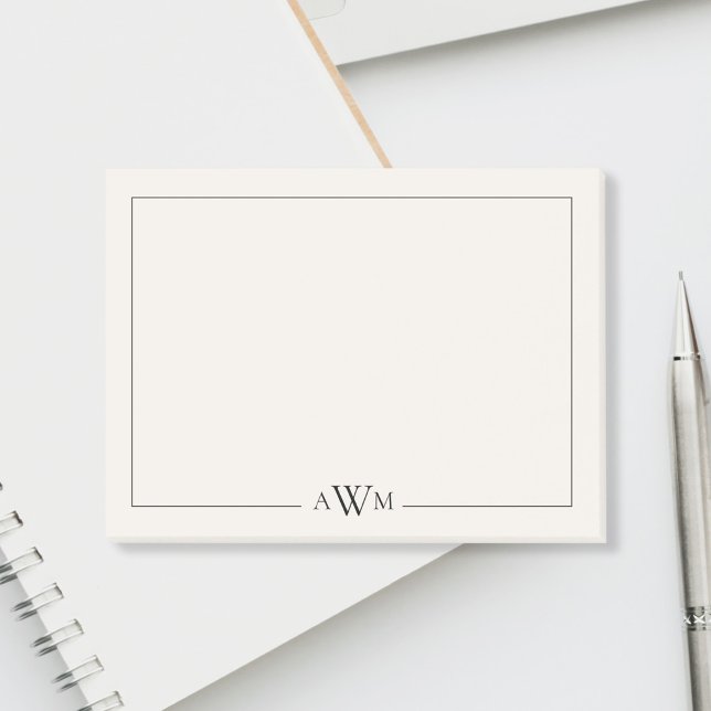 Minimalist Black and Ivory Three Letter Monogram Post-it Klebezettel (Von Creator hochgeladen)