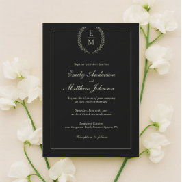 Minimalist Black And Sage Wedding Invitation Einladung