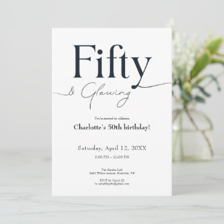 Minimalist Black and White 50th Birthday Invite  Einladung