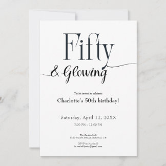 Minimalist Black and White 50th Birthday Invite  Einladung
