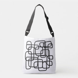 Minimalist Black and White Abstract Line Art Tragetaschen Mit Langen Trägern